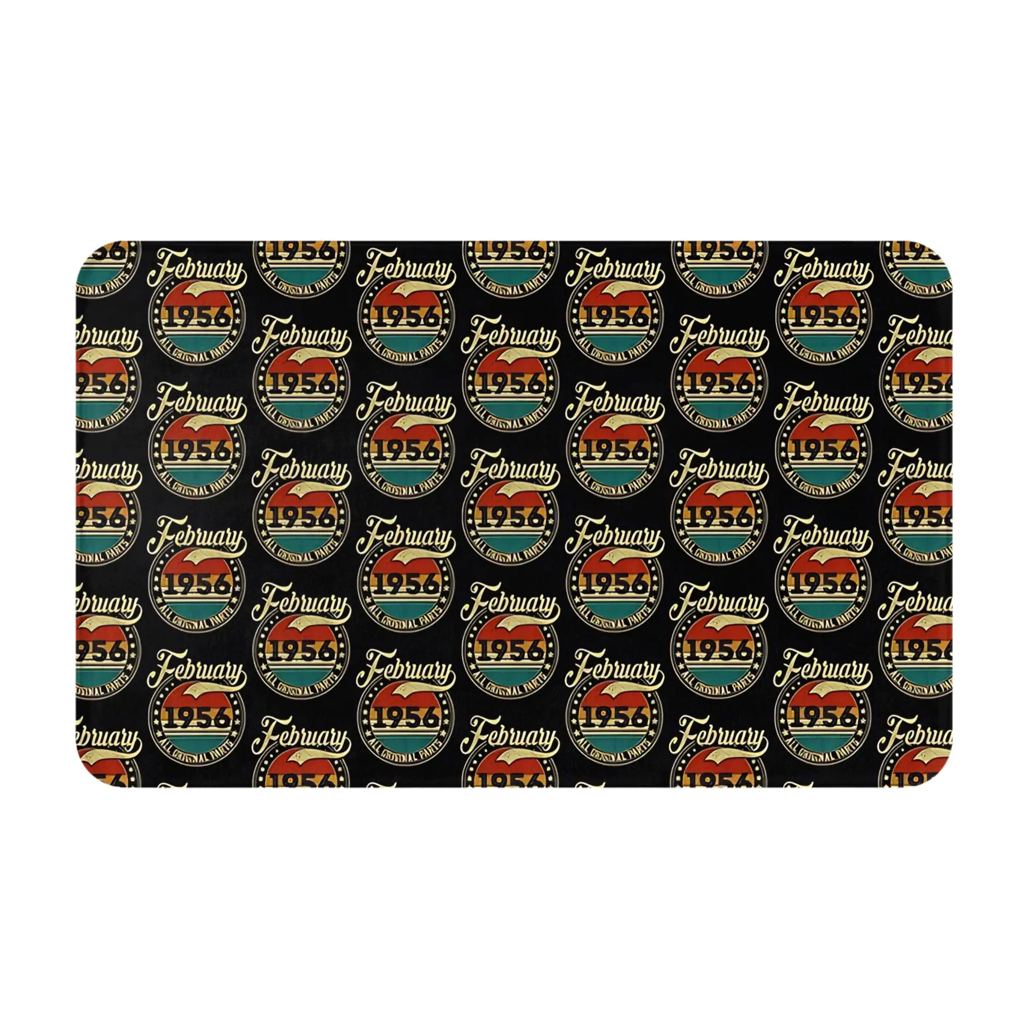 February 1956 All Original Parts Born in February Decorations Bath Mat 70th Doormat Kitchen Carpet Outdoor Rug Home Decoration