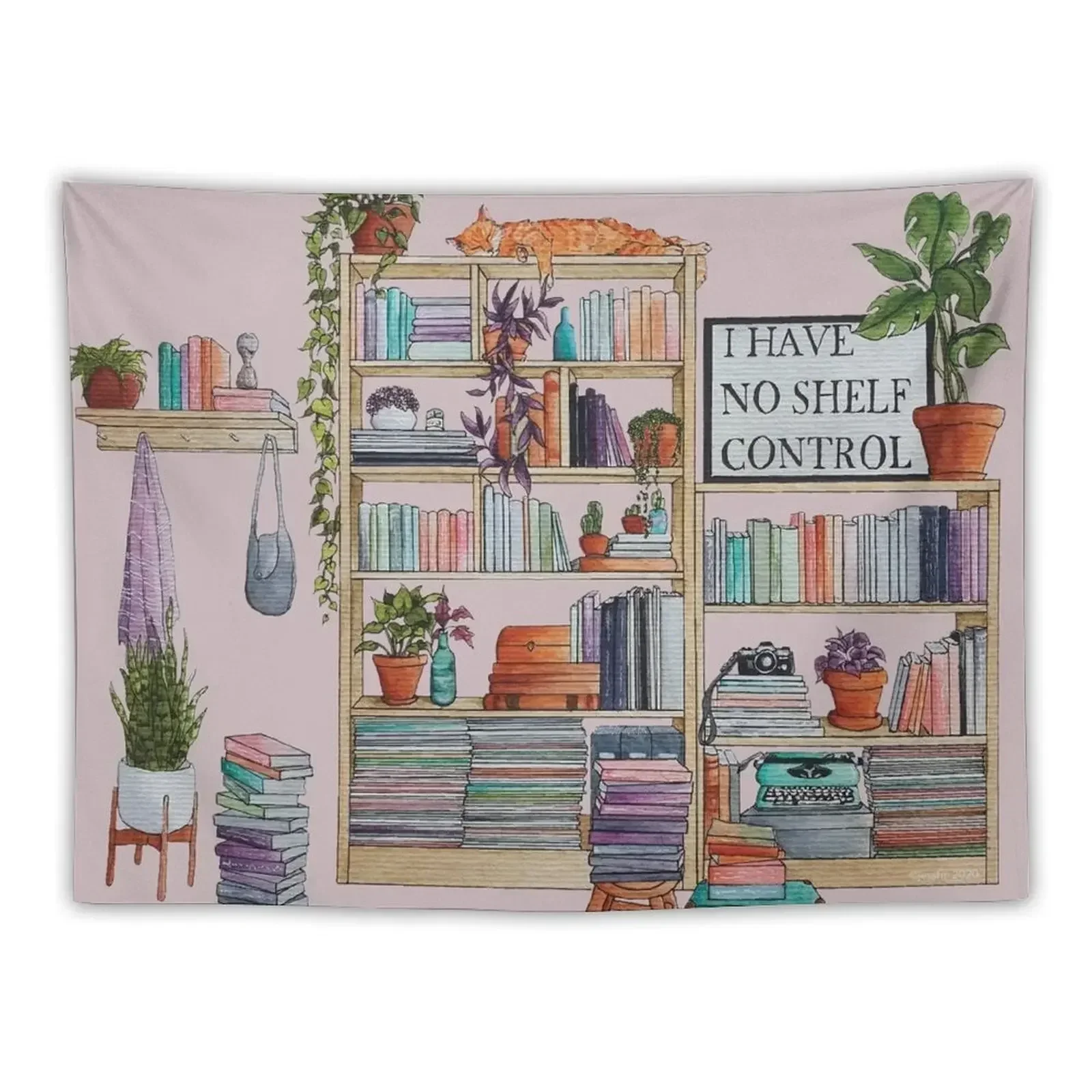 Watercolor bookshelf I have no shelf control Tapestry House Decor Home Supplies Hanging Wall Tapestry