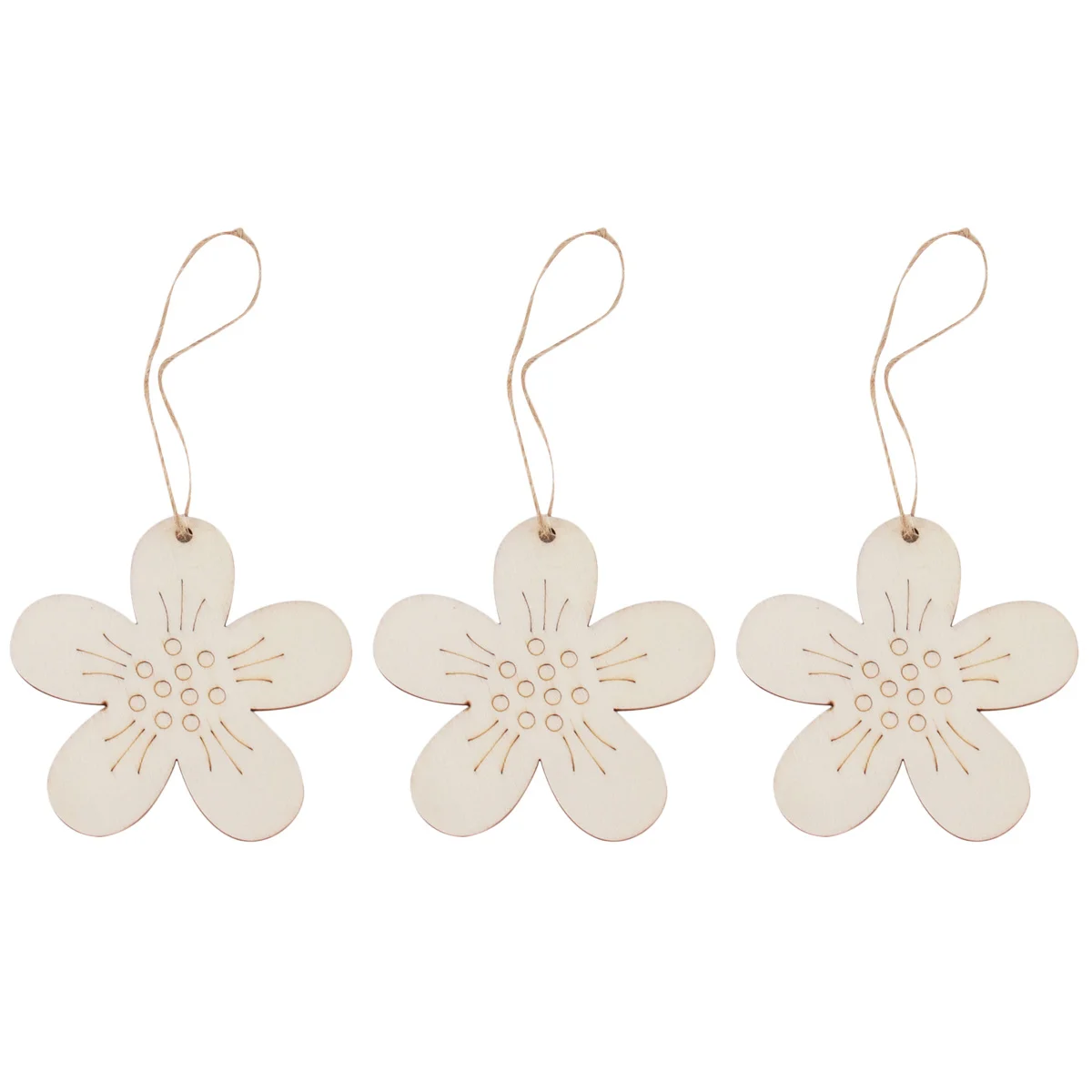 

20pcs Flower Shape Wooden Pendants Smooth Slices For Diy Crafts Kids Art Projects Home Garden Decor Easter Ornaments Wooden