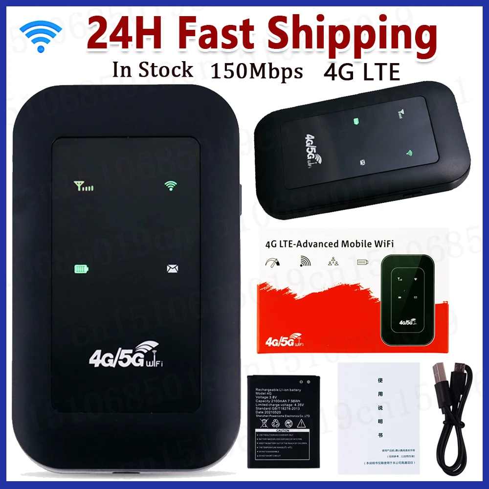 

1-5PCS LTE Mobile WiFi Router Repeater 2100mAh Battery Supports 10 Connected Devices 4G Hotspot 300Mbps High Speed Portable for