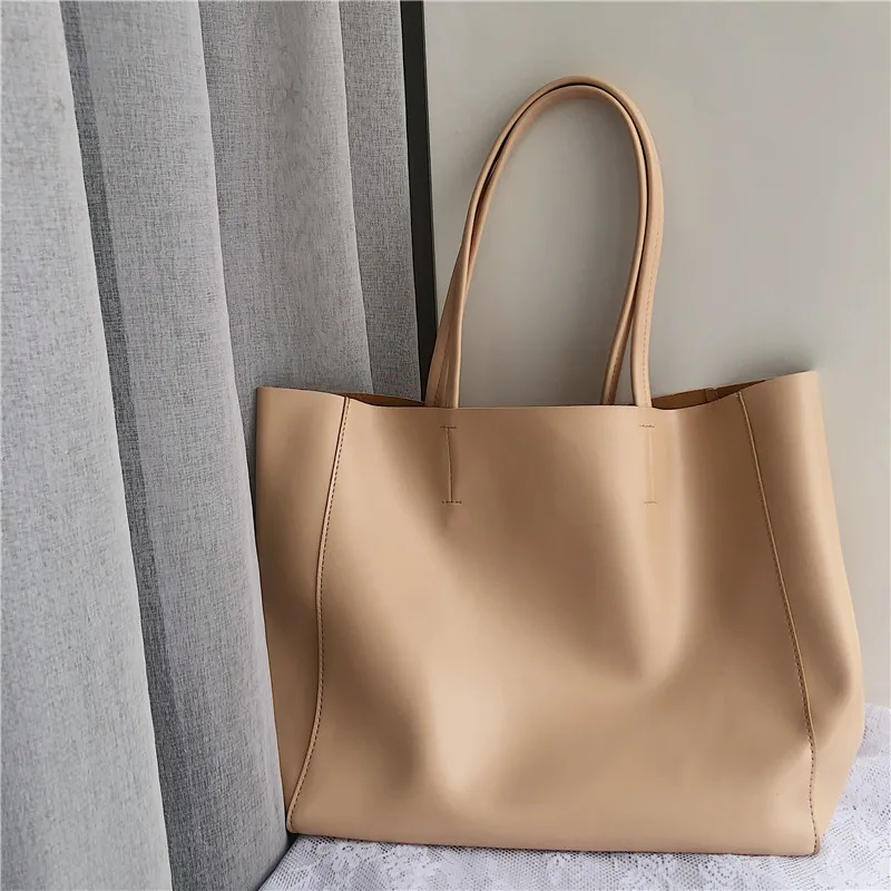 Women Handbag and purses Casual Simple Big Shoulder bags Large Capacity Totes Lady Shopping Bag Soft PU Leather ladies Hand Bag