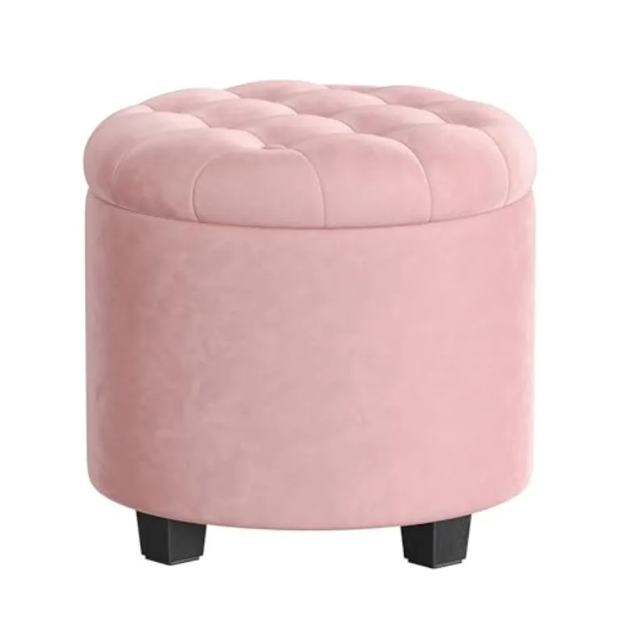 

Round Ottoman Ottoman with Storage 17.7 x 17.7 x 17.5 Inch Feet Rest with Legs Velvet Load up to 330 lb for Living Room Bedroom