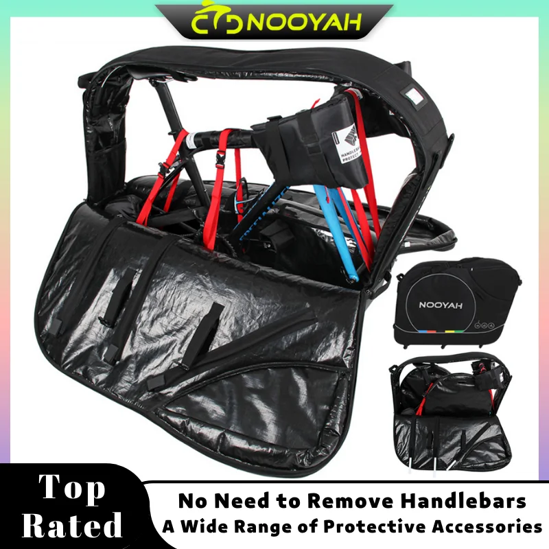 NOOYAH Bike Travel Bag Bicycle Transport Bag Road Bike Case Air Flight No Need to Remove the Handlebar Suitcase Bike Accessories