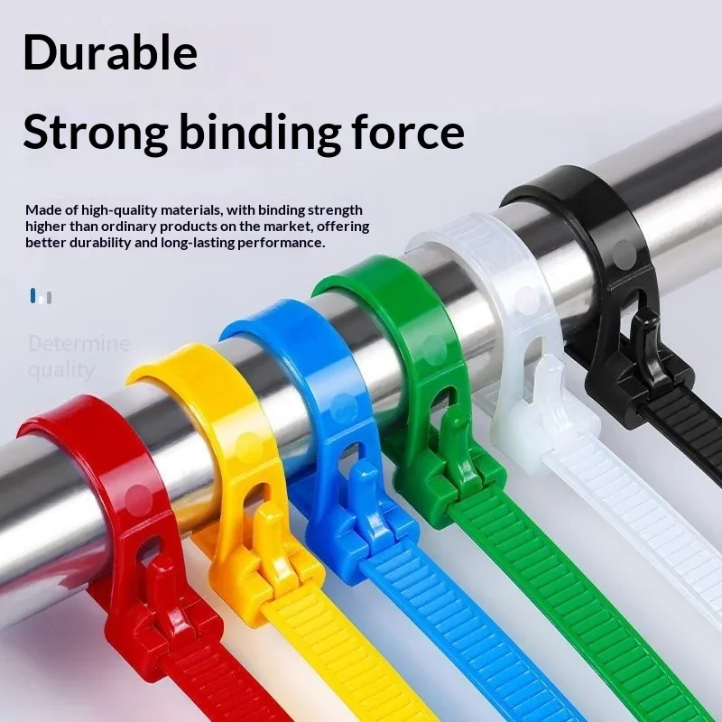 100Pcs Adjustable Releasable Nylon Cable Ties Reusable Loop Zip Straps 4150 5200mm 6 Mixed Colors