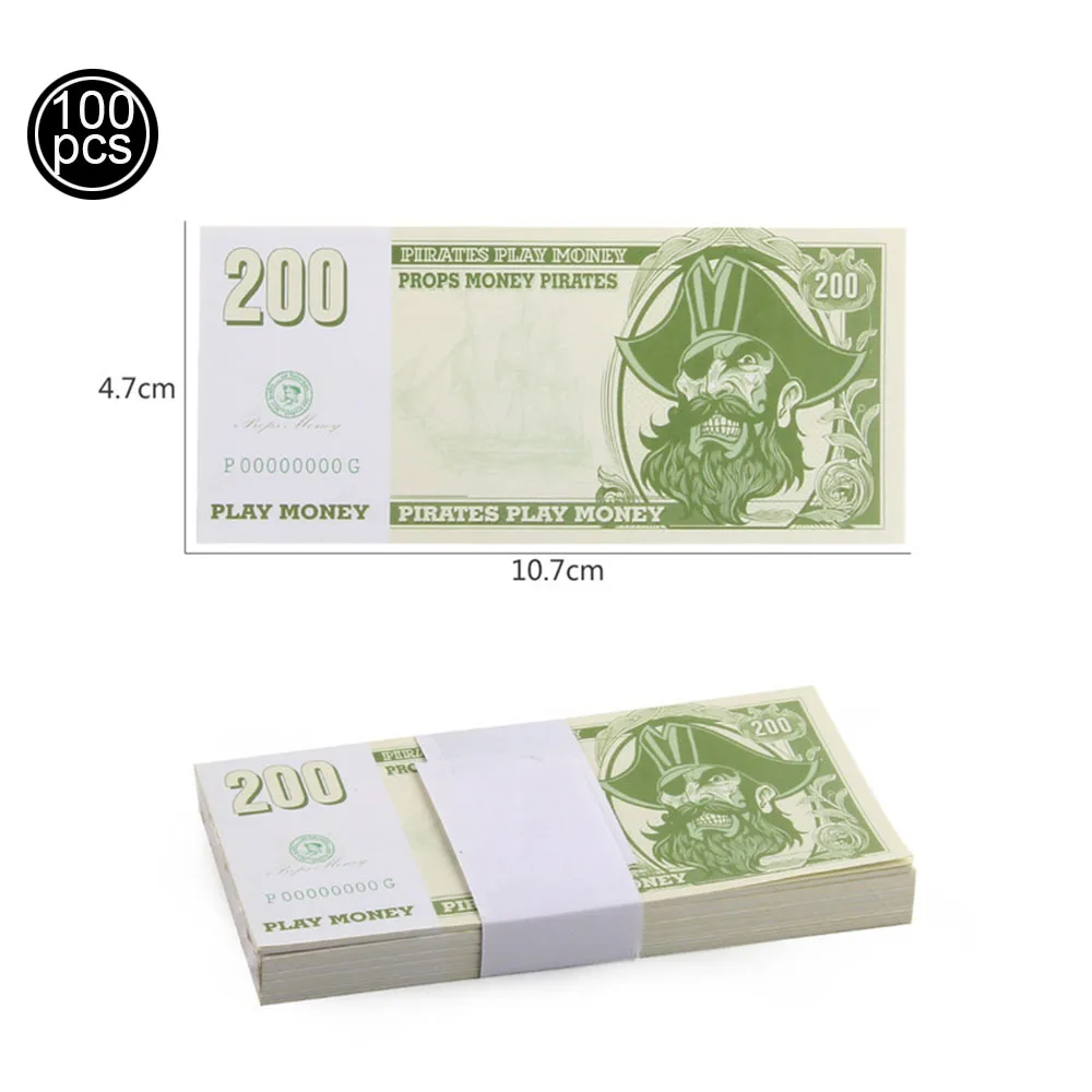 100pcs Pirate Play Paper Money 200/500/1000/5000 Denomination Pirate Coins Role Play Treasure Hunting Game Kids Party Decoration