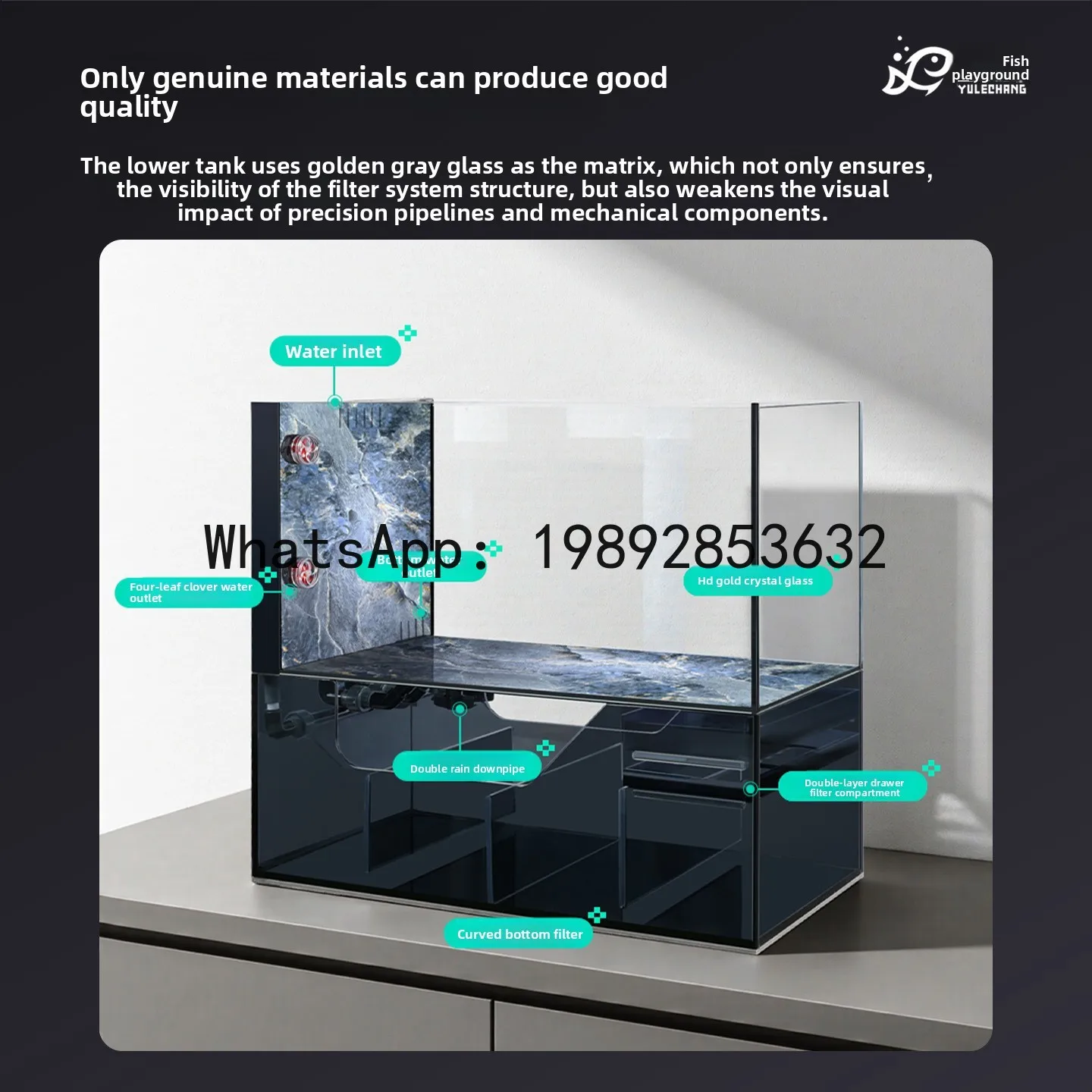 CZ Bottom Filter Fish Tank Living Room Ultra Clear Glass Stream Tank Ecological Landscaping No Water Change Needed Aquarium