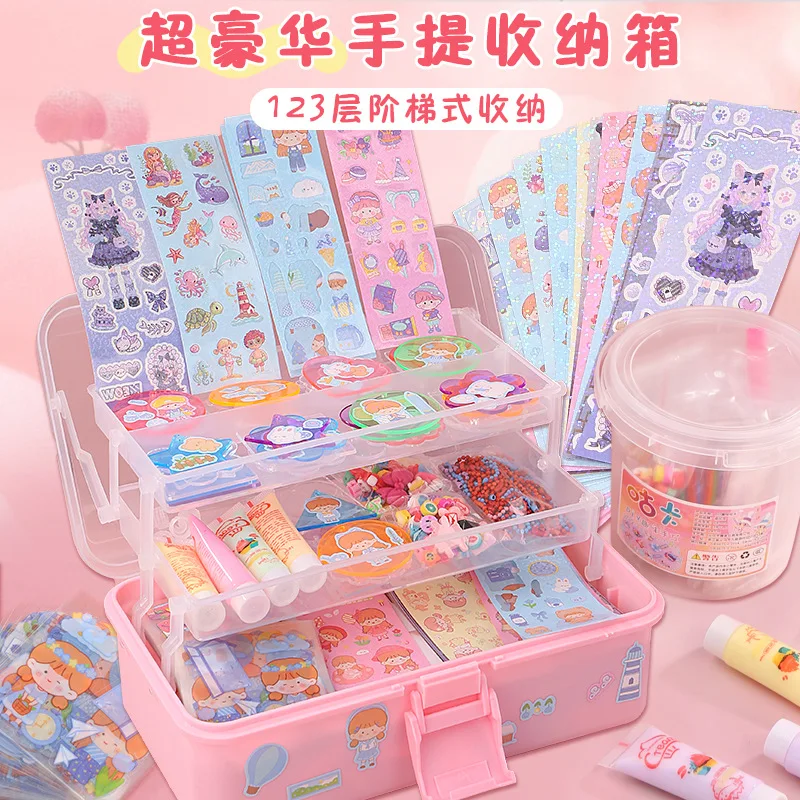 Goka Sticker Set Goka Cream Glue Sticker Hand Account Full Set of Diy Material Storage Box Children's Girl Stationery