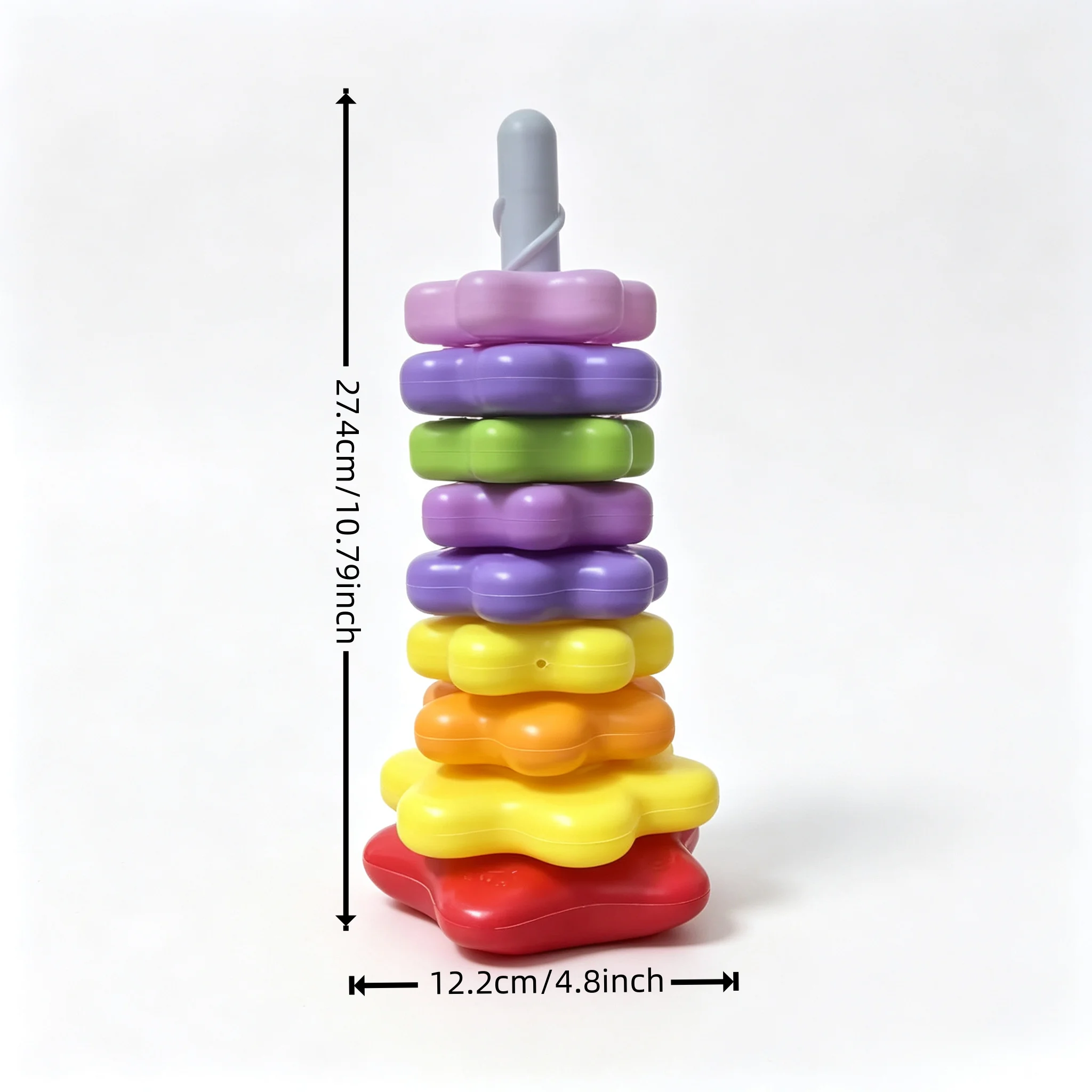 Spinning Stacking Toy Baby Rainbow Ring Stacker Indoor Outdoor Kids Early Learning Gift-Colors are random.