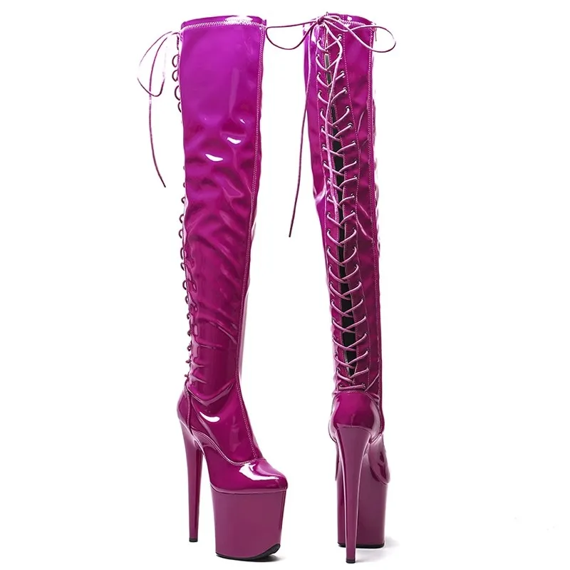 New 20CM/8inches Patent Upper Sexy Exotic Young Trend Fashion Boots High Heel Platform Pole Dance Shoes