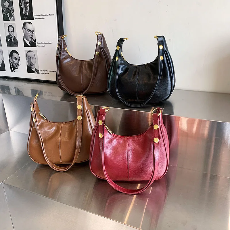 Mais vendido, mais vendido, para combinar com as axilas, estilo k, cera de óleo, couro, roupas de trabalho, ombro único, bolsa crossbody feminina