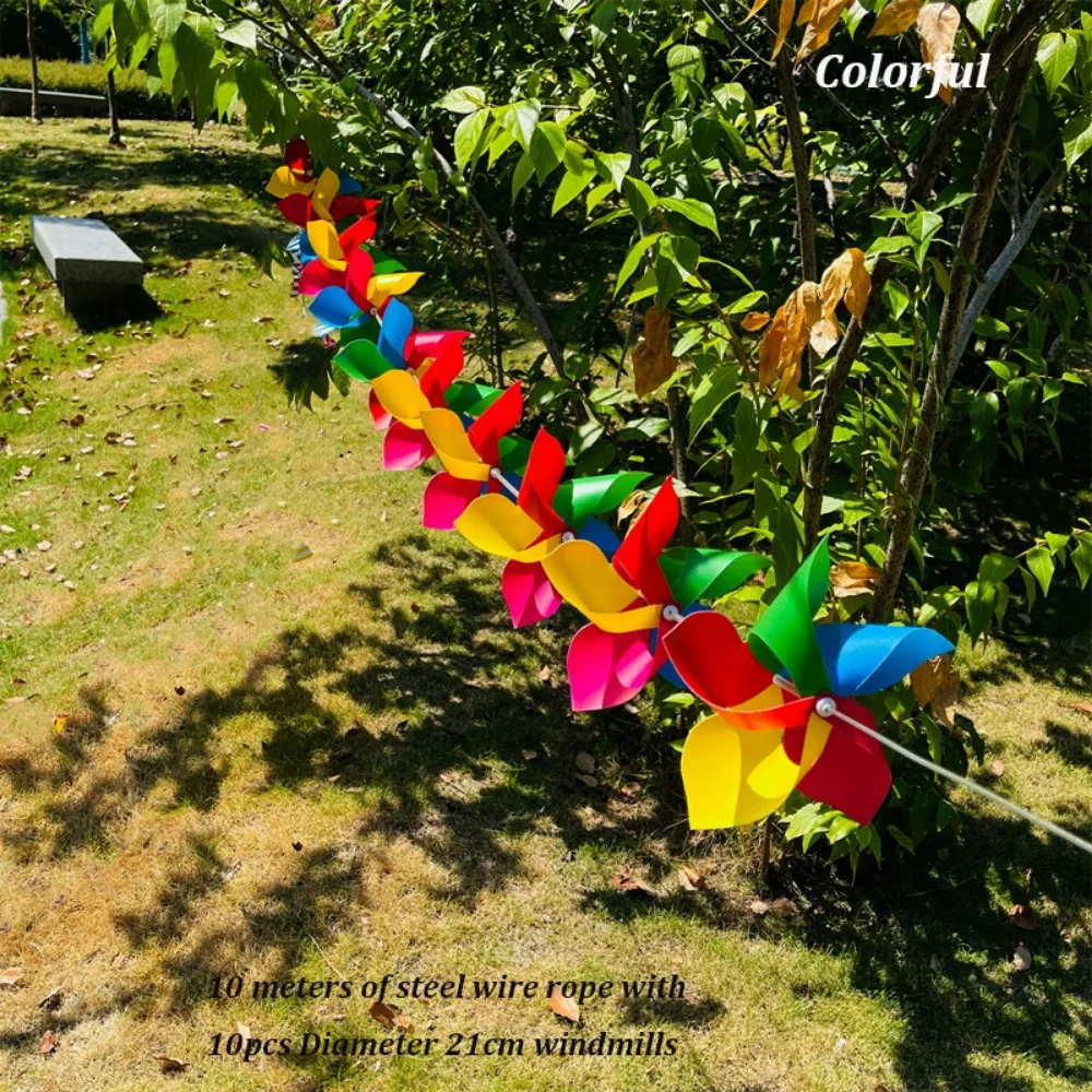 10 ชิ้น/ชุด พร้อมเชือกตกแต่ง ซุ้มโค้งหลากสี โมบายลมรูปวงกลมลายทางหลากสี ทำจากพลาสติก โมบายลมแขวนทำมือ