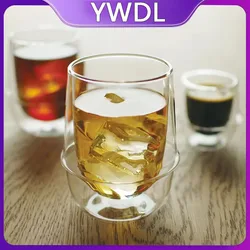 YWDL 200/350ml Saturn Shape Double Wall Cup Heat Resistant Glass Espresso Coffee Cup Breakfast Milk Yogurt Oatmeal Dessert Cup