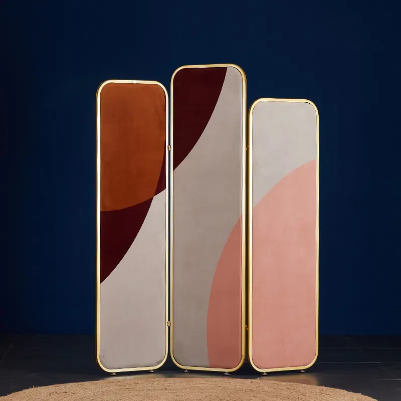 Nordic Metal Folding Screen Room Divider for Living Room Office Small Apartment Mobile Entrance Partition Blocking Barrier