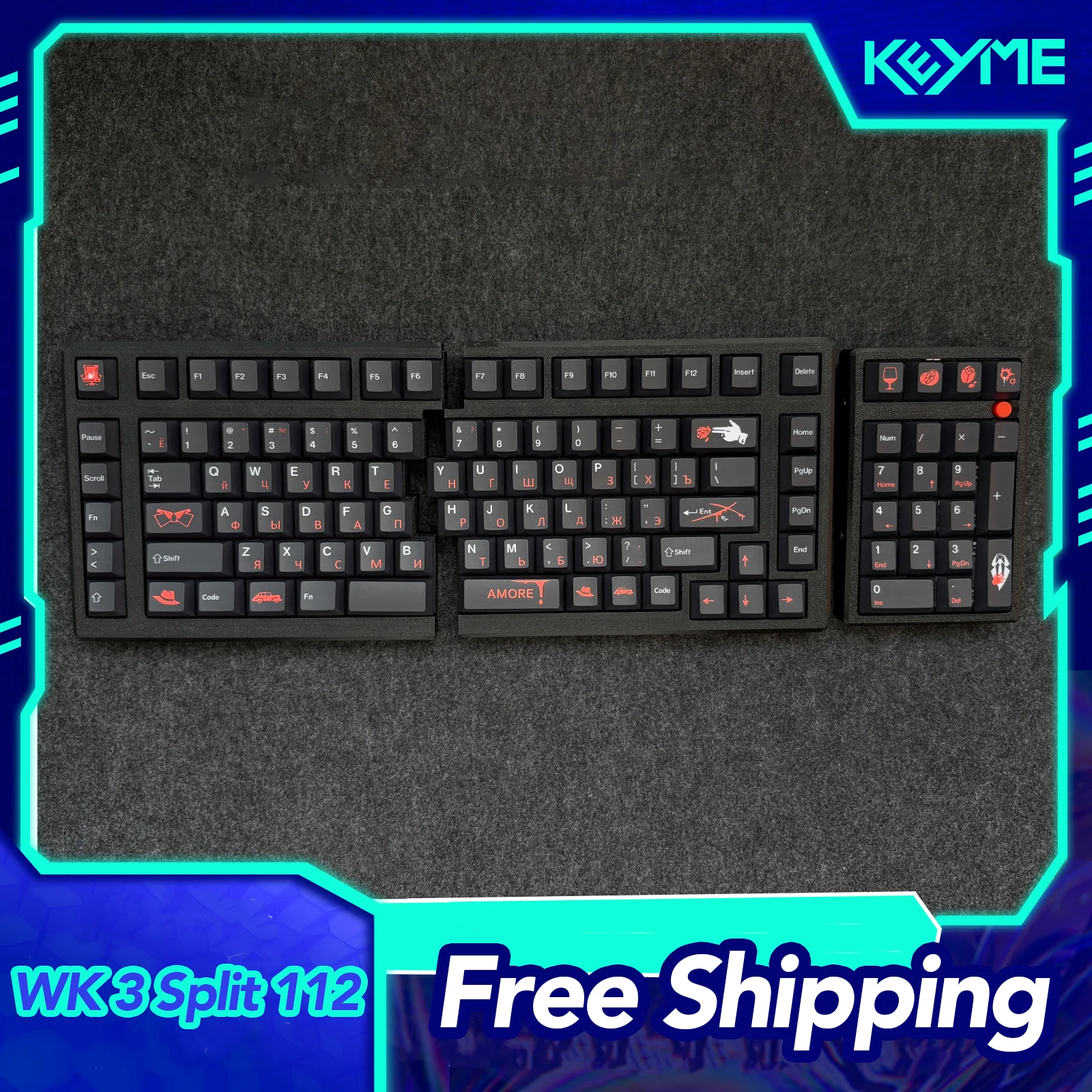WK 3 Split 112 Wireless 2.4G Mechanical Keyboard VIAL 1500mAh Battery Customized PC Gamer 2.4G Mechanical Keyboard Kit Custom