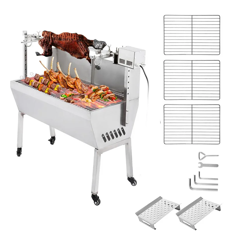 Outdoor Party Electric Rotisserie Grill Cooking Hog Lamb Anti-rust Wood Fire Stainless Steel Rotisserie Bbq Grill