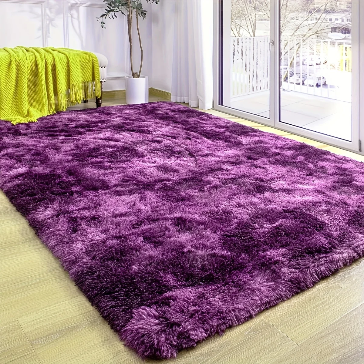 

VIKAMA Silk Wool Tie-Dye Carpet Sofa Bed Side Rug For Living Room And Bedroom Soft And Comfortable Easy To Clean, Home Decor