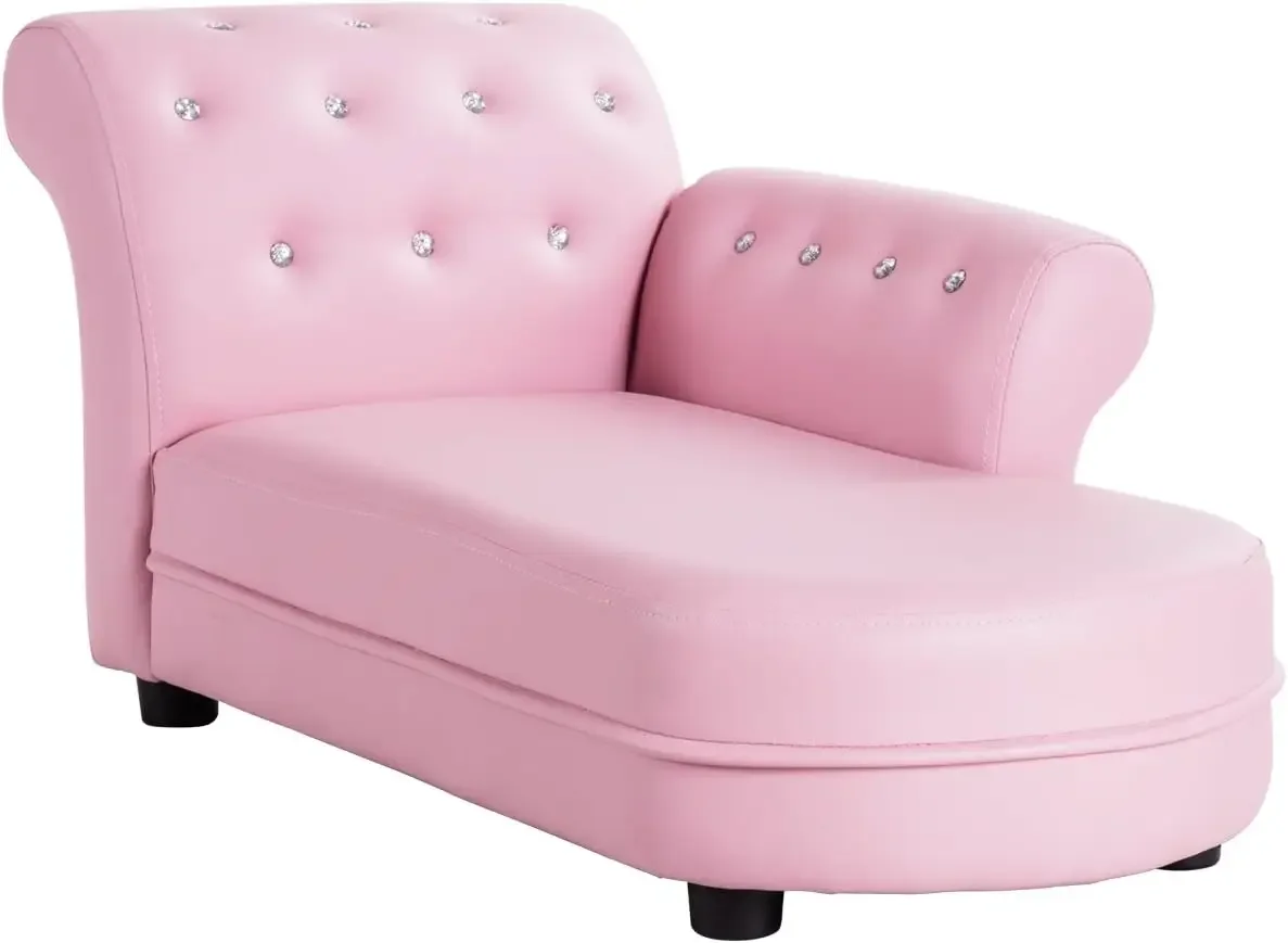 Kids Couch, 2 in 1 Princess Double Seat Children's Sofa w/PU Leather Surface, Toddler Armrest Chair for Kids Room, Soft Kids