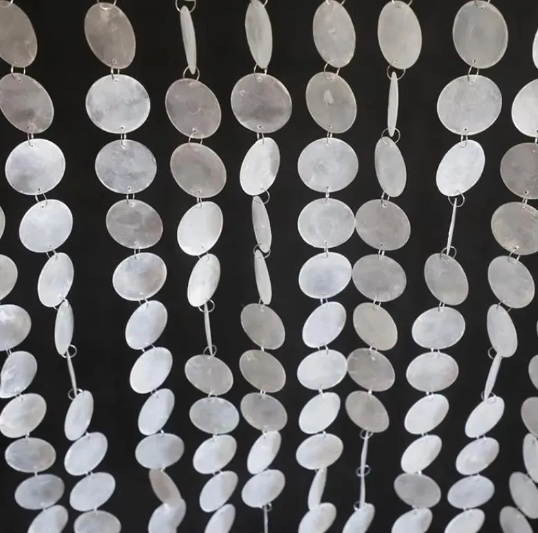 10 Stück Runde Perlen-Muschel-Windglocke Kranz Weiße Perlenkette Vorhang Hochzeits-Hintergrunddekoration – Detail 10