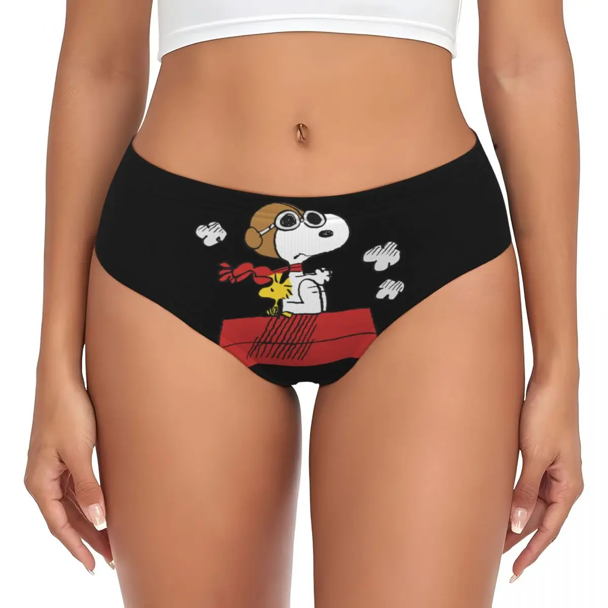 

Custom Snoopy Woodstock Brief Panties Womens Stretch Cartoon Underwear