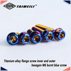 TAIMEILI Titanium alloy flange screw inner and outer hexagon M6/10/15/20/25/30/35/45/50/60mm burnt blue motorcycle repair screw
