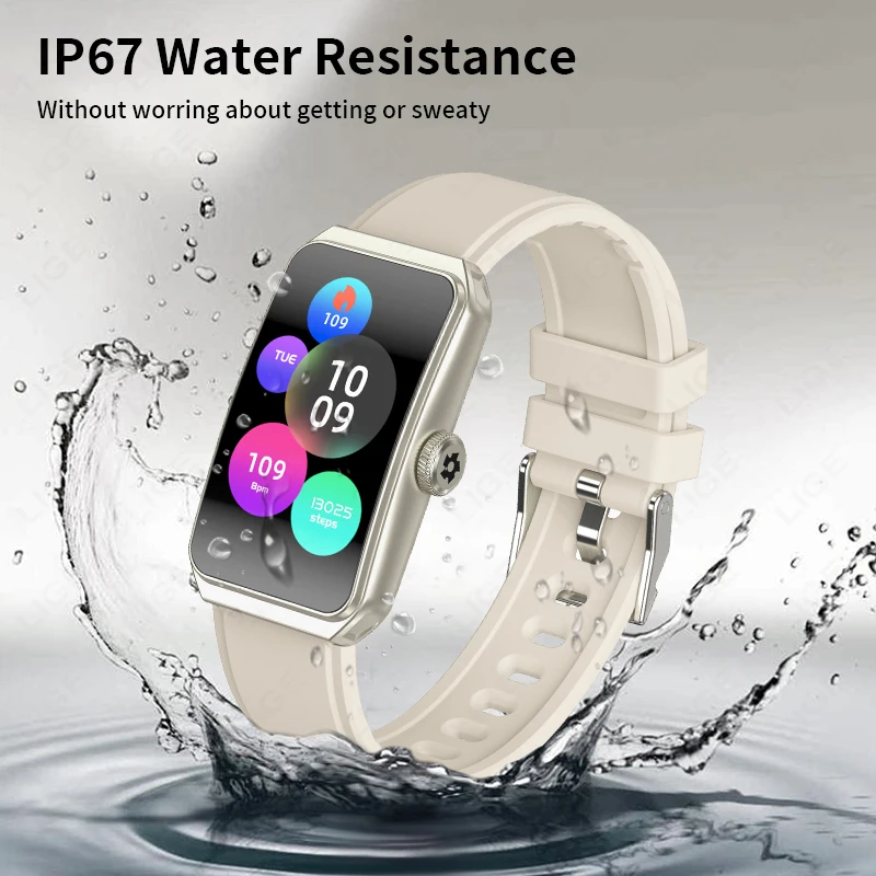 LIGE 1.47 ''wodoodporny silikonowy inteligentny zegarek mężczyźni wiadomość monitorowanie snu sport Smartband krokomierz bransoletka z przypomnieniem o informacjach