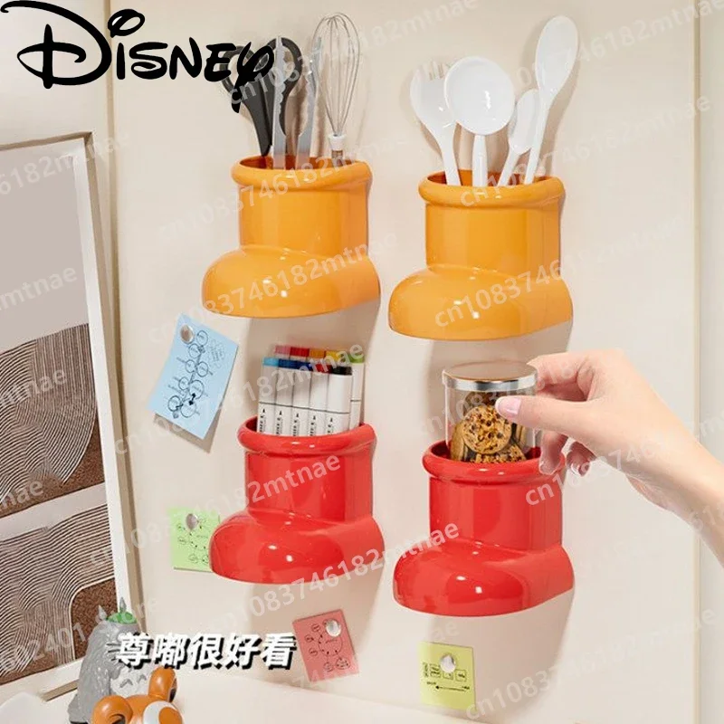 Disney Mickey Box Creative Boots Magnetic Cute Storage Shelf Refrigerator Perforation-free Kitchen Wall Hanging Storage Box