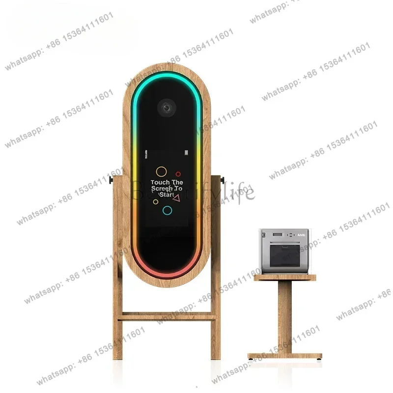 Touch Screen Wooden Magic Mirror Photo Booth Machine  For Party