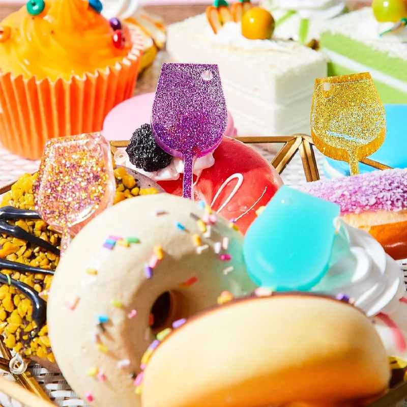 Mini copa de vino, llavero, molde de silicona o DIY, pasta de goma de cristal, colgante de pudín, baratija de Fondant, adorno para pastel