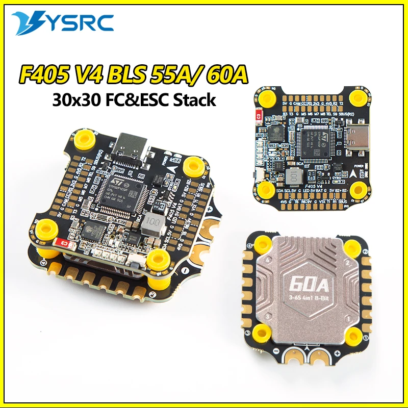 

F405 V4 BLS 60A 30x30 FC&ESC Stack BLHELIS 60A 4in1 ESC F405 FC 3-6S LiPo AT7456E Chip for SpeedyBee for RC FPV Quadcopter Part