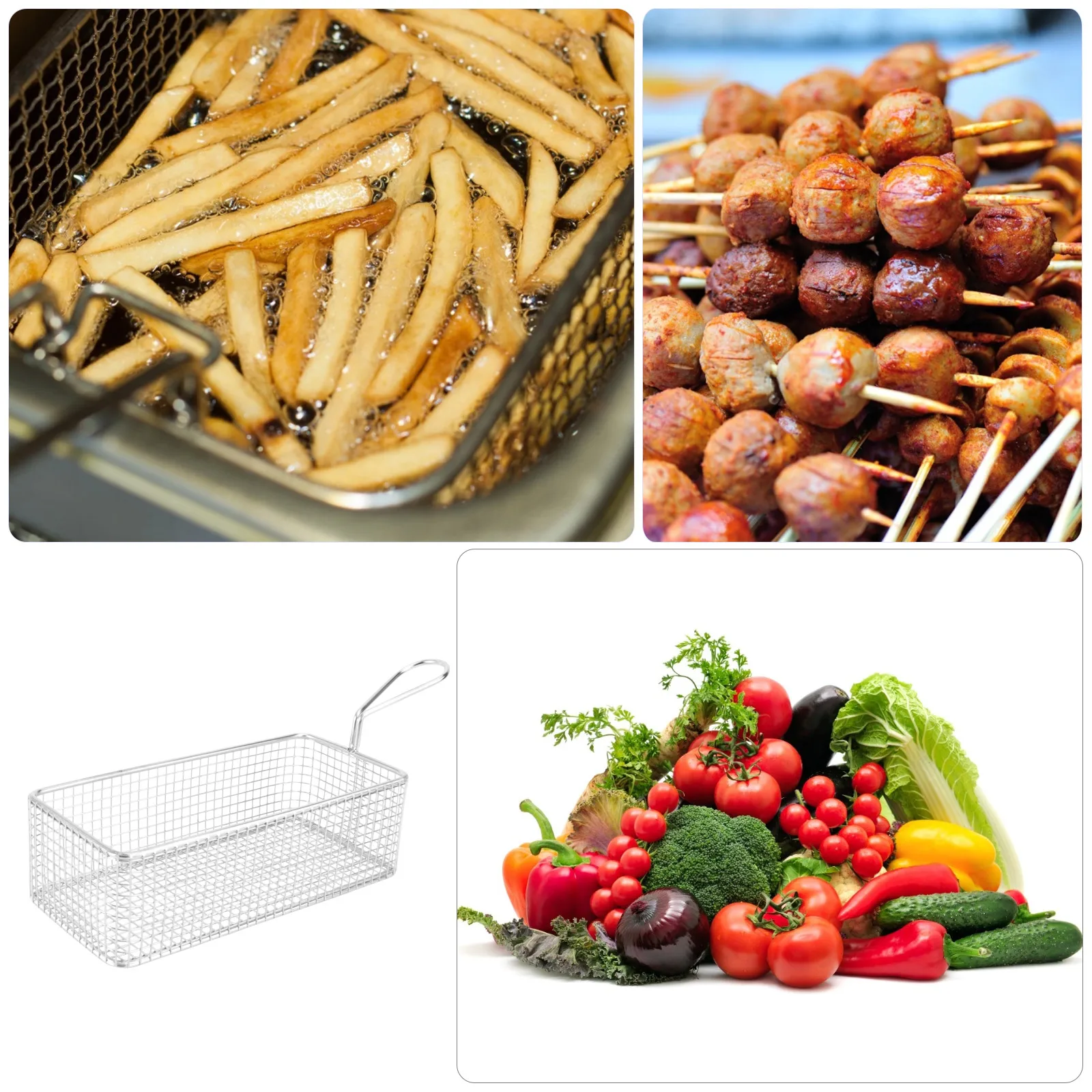 

Stainless Steel Frying Basket Square Mesh D Pattern Long Handle Deep Pot Strainer Food Colander Filter Screen Basket for Fried
