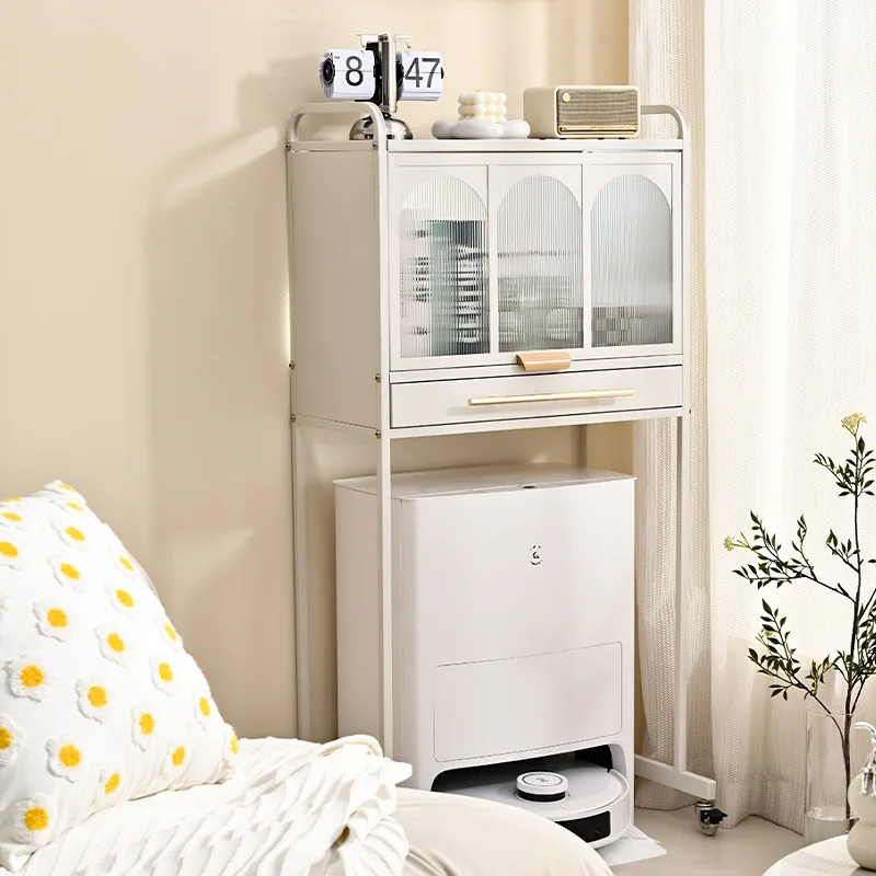 

Dust-proof high-footed storage cabinet, floor-to-ceiling universal wheel dust-proof upturn door with drawer sweeping robot rack