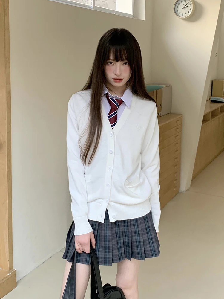 

Tokyo Annual Record JK orm Knitted Sweater Jaet Women's Spring Autumn College Sle White All-Match Loose Fit Cotton Lo...