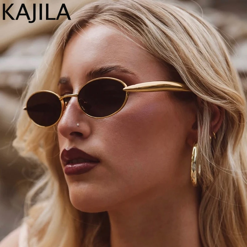 خمر إطار صغير البيضاوي فاسق النظارات الشمسية النساء 2025 العلامة التجارية الفاخرة نظارات شمسية معدنية للسيدات موضة ريترو نظارات ظلال UV400 #5