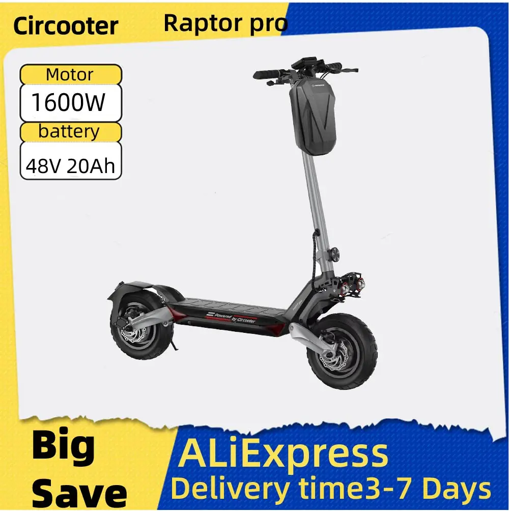 

Circooter Raptor Adult Escooter, 500W Motor 48V15Ah Battery Folding E-scooter 11-inch tire, E-mountain Scooter Electric Scooter