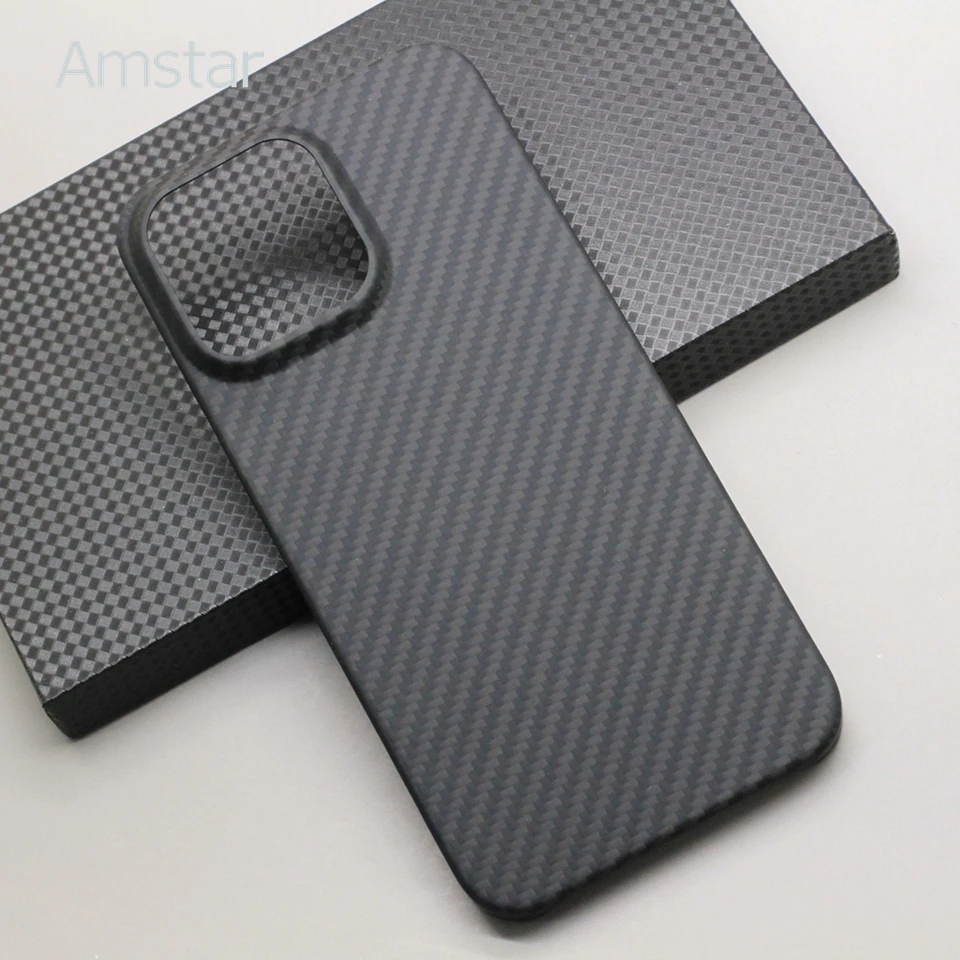 Amstar Pure Carbon Fiber Phone Case for iPhone 15 Pro Max Cases Ultra-thin Half-wrapped Aramid Fiber Cover for iPhone 15 Pro