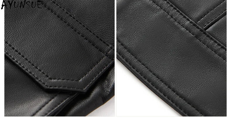 AYUNSUE Echtlederjacke Damen 2025, echter Schaffellmantel, Motorradjacken, Frühling und Herbst, Damenbekleidung, neu in Oberbekleidung