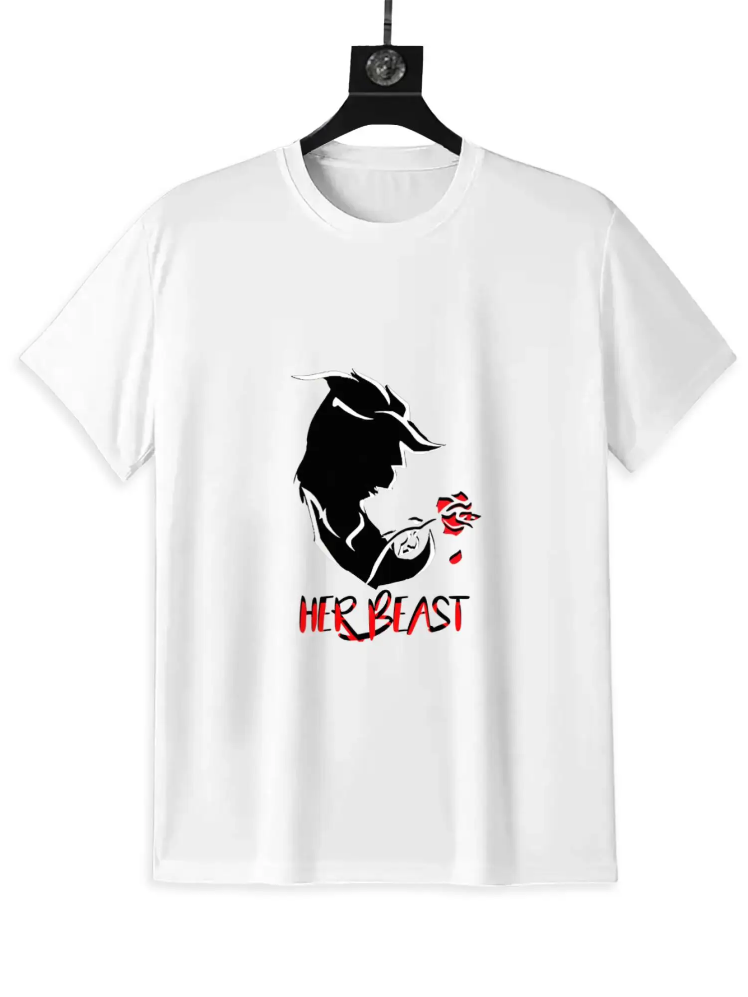 

Изготовленные на заказ семейные хлопковые футболки His Beauty and Her Beast, удобные дышащие футболки для пар