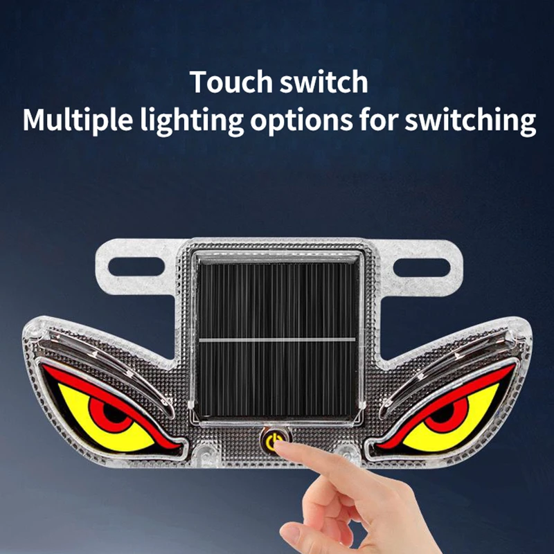 Car solar devil's eye warning light, truck intelligent sensing devil's eye LED light, motorcycle solar warning flash, cool