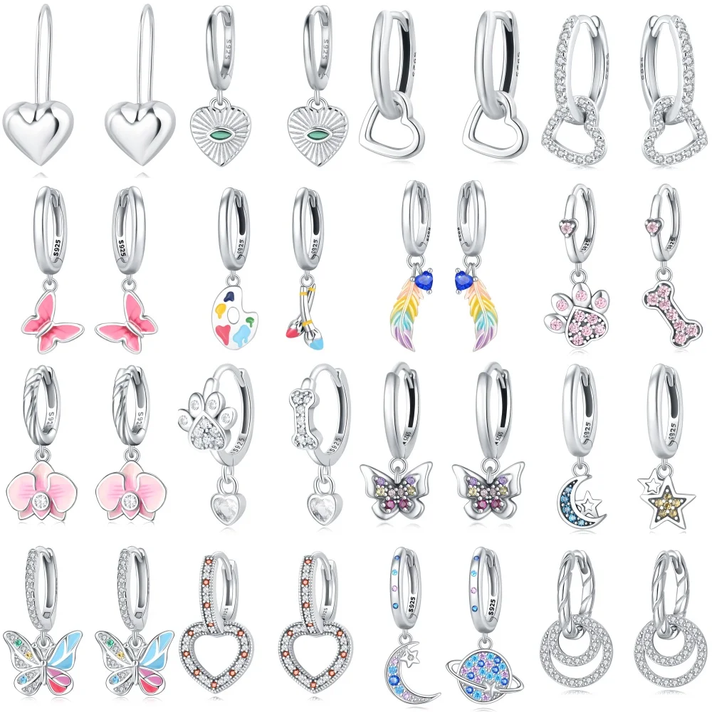 

Hot 925 Sterling Silver Star Flowers Animals Series Drop Earrings For Woman Fashion Party Fine Gifts Elegant Jewelry Accessories