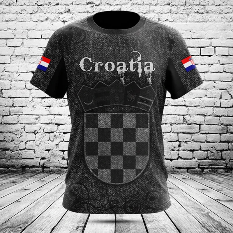Customized Summer Casual Croatia Flag Graphic T-shirts Crewneck Men's Fashion E-Sports Jersey Oversized Short Sleeve Pullover