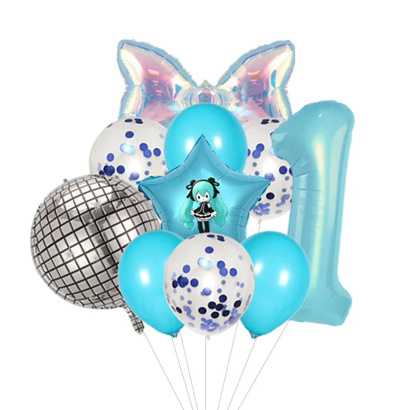 Hatsune Miku Sakura Miku Themed Balloon Bouquet Pink Blossom Foil Mylar for Spring Anime Birthday Party Decor view 2