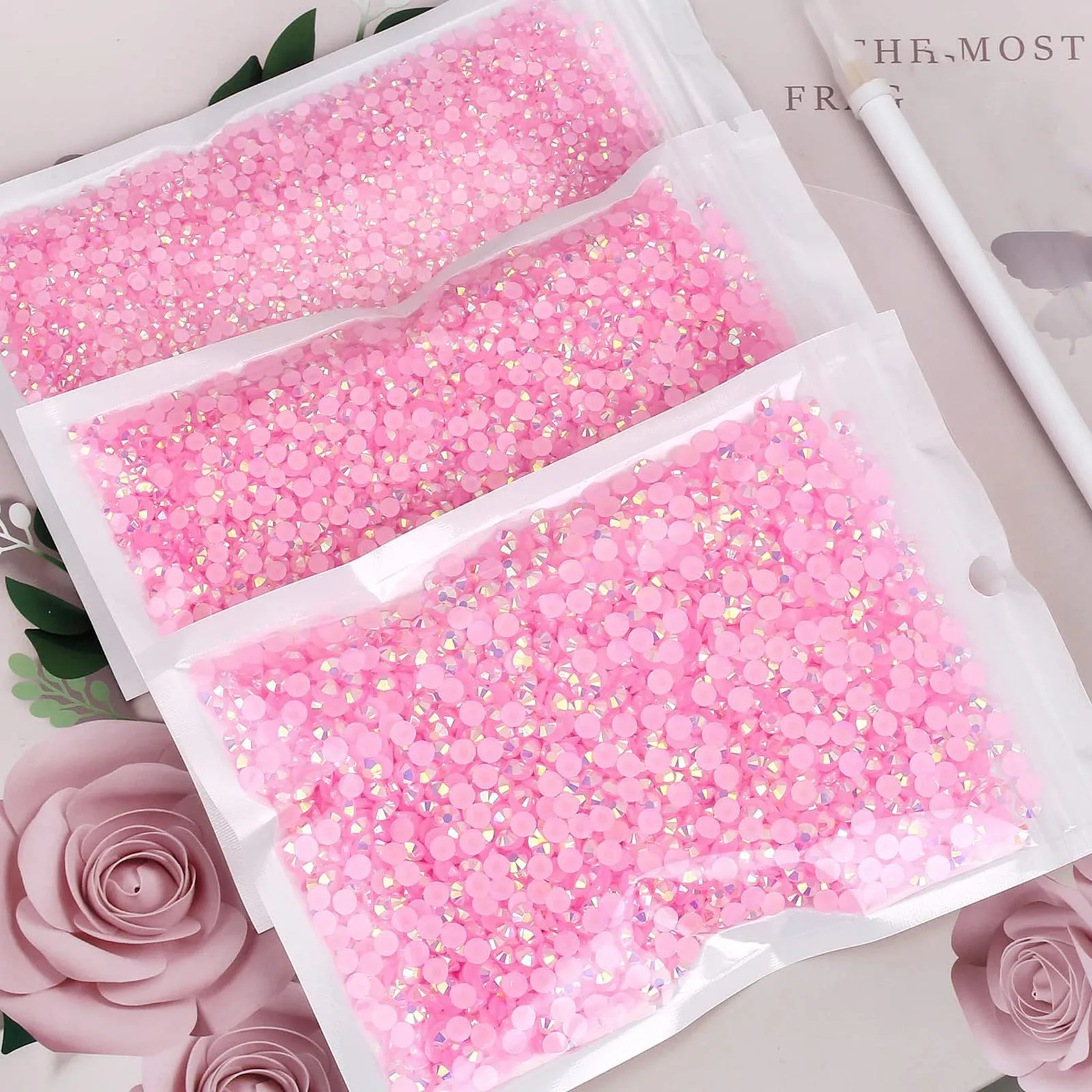 6000 Stück 2/3/4/5mm Flache Jelly-Harz-Strasssteine für DIY-Bastelarbeiten, Nagelkunst, Gesichts-Make-up, Nicht-Hotfix Bling-Kristalle, Edelsteine, Nagelcharms – Detail 1