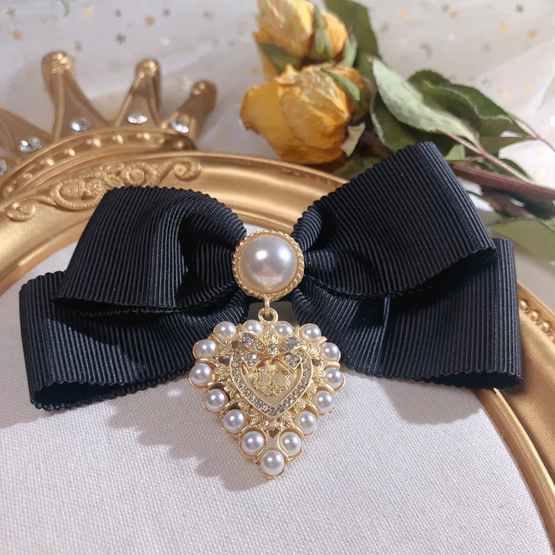 

Korea Small Fragrance Retro Baroque Bow Tie for Women British College Style Collar Flower Bow Tie Brooch