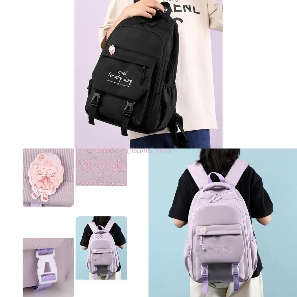 

Y1UB Backpack Double Strap Shoulder Bag LightweightBookbag for Girl Student Rucksack