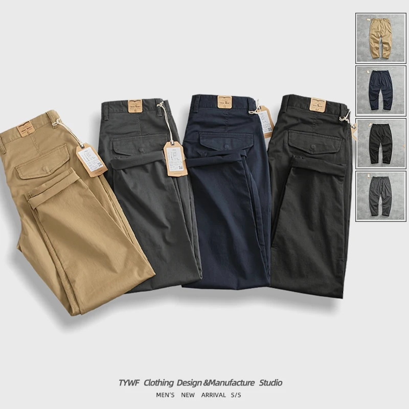 

Slim Fit Stretch Casual Pants Men's Trendy Sle Five ket Busin Pure Color Straight Leg Slightly Cone Long Pants