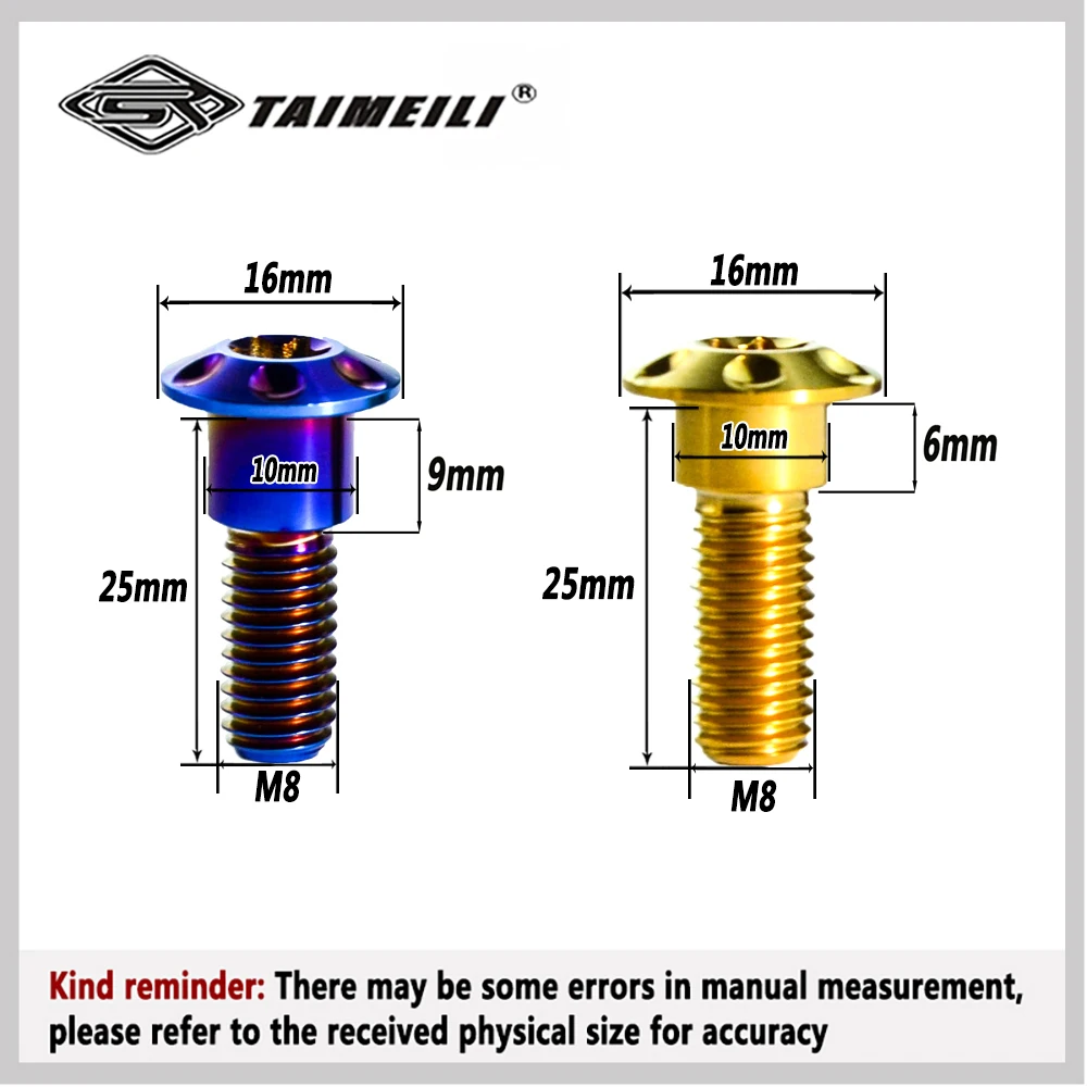 TAIMEILI1pcs Titanium alloy motorcycle brake disc screw M8x25mm suitable for Honda motorcycle modification and repair screws