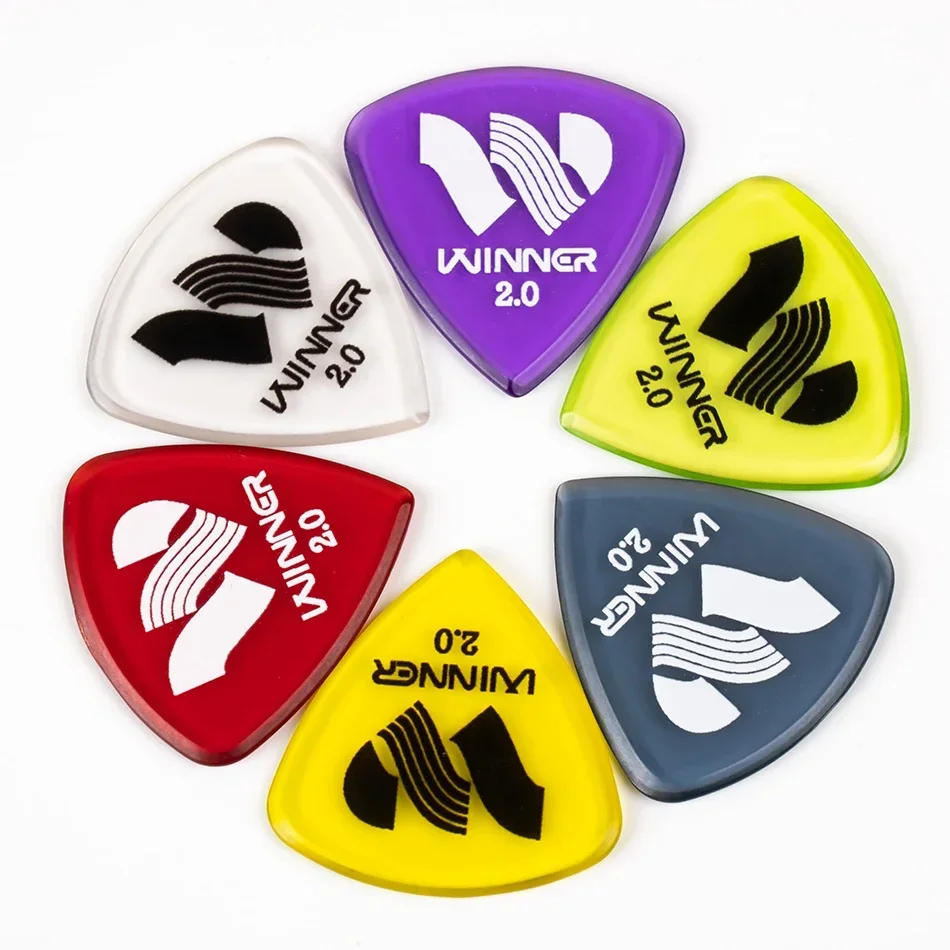 Winner Hybrid Polycarbon Guitar Picks 6/12Pcs 2.0MM for Acoustic Electric Guitar with Round Metal Box Guitar Accessories