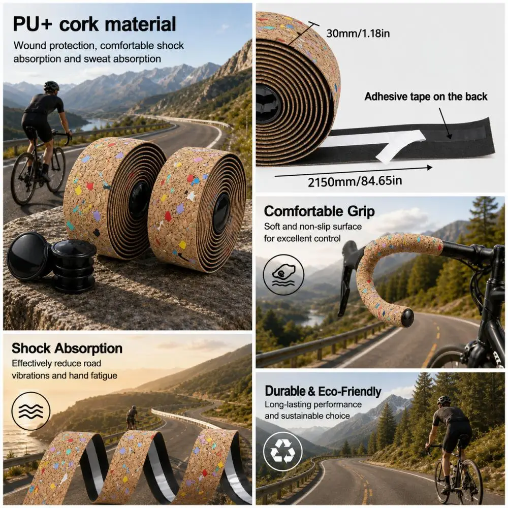 SEER Kork Rennrad Lenkerband EVA Anti-Rutsch Shockproo Rennrad Lenker Strapsf Bänder Fahrräder Zubehör – Detail 8