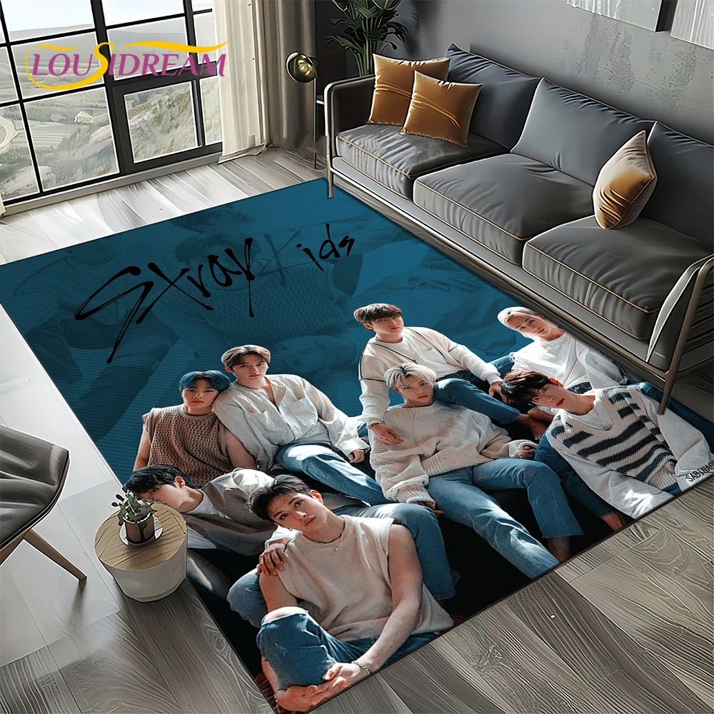 

27 Style Stray Kids Kpop Singer Customized Carpet Rug for Living Room Bedroom Home Sofa Decoration,Area Rug Non-slip Floor Mat