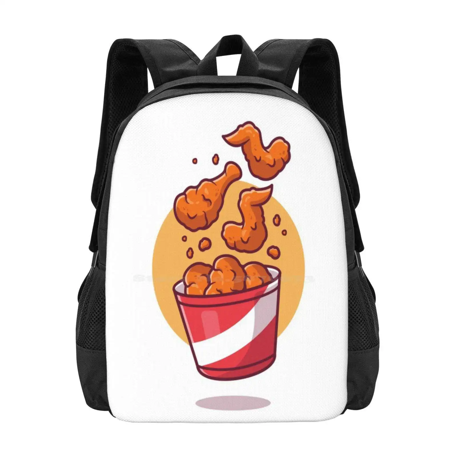 

Flying Fried Chicken Bucket Backpack For Student School Laptop Travel Bag Flying Fried Chicken Bucket Kfc Mcdo Pizza Beef Meat